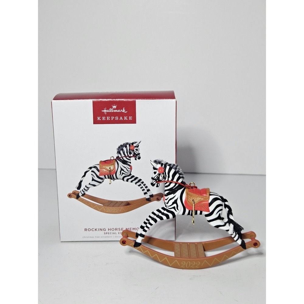 Hallmark Keepsake 2022 Rocking Horse Memories Special Edition Zebra Ornament New